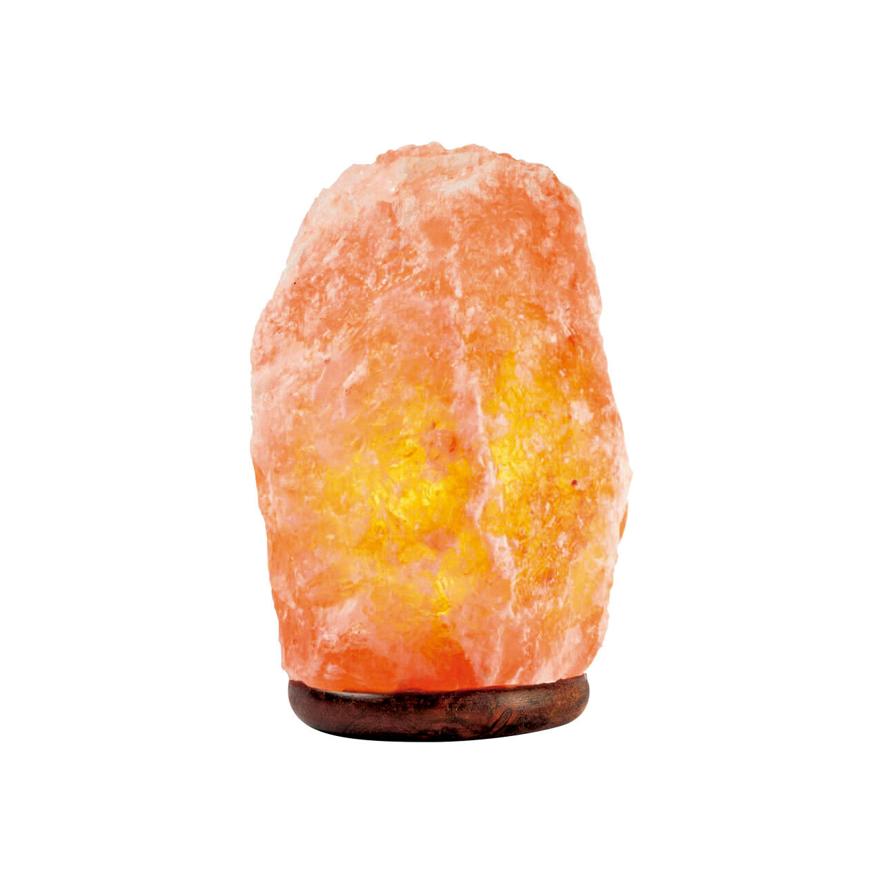 Lámpara de Sal del Himalaya con Base de Madera 100% Natural