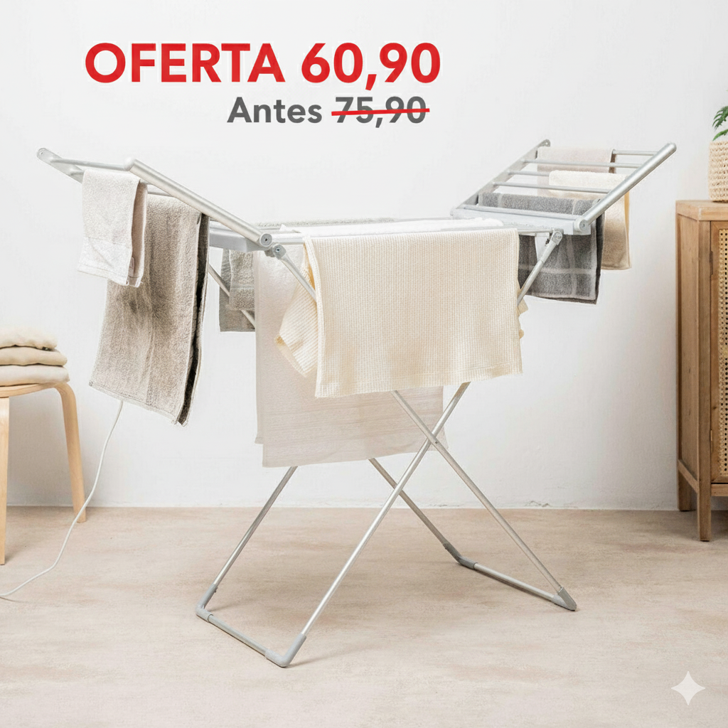 Tendedero Eléctrico Plegable con Alas, Pantalla Táctil, Temporizador y Control de Temperatura Warmmat InnovaGoods 230 W 20 Barra