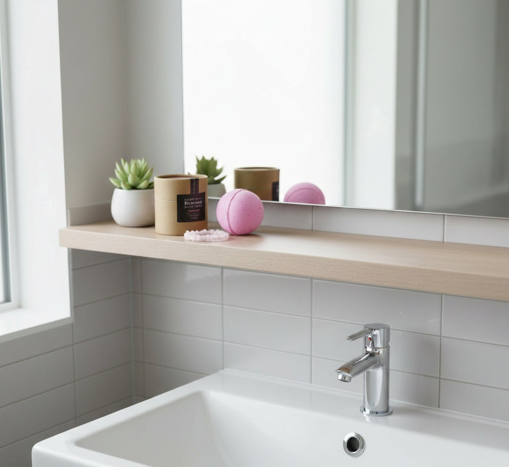 Bomba de baño con pulsera de gemas de cuarzo rosa