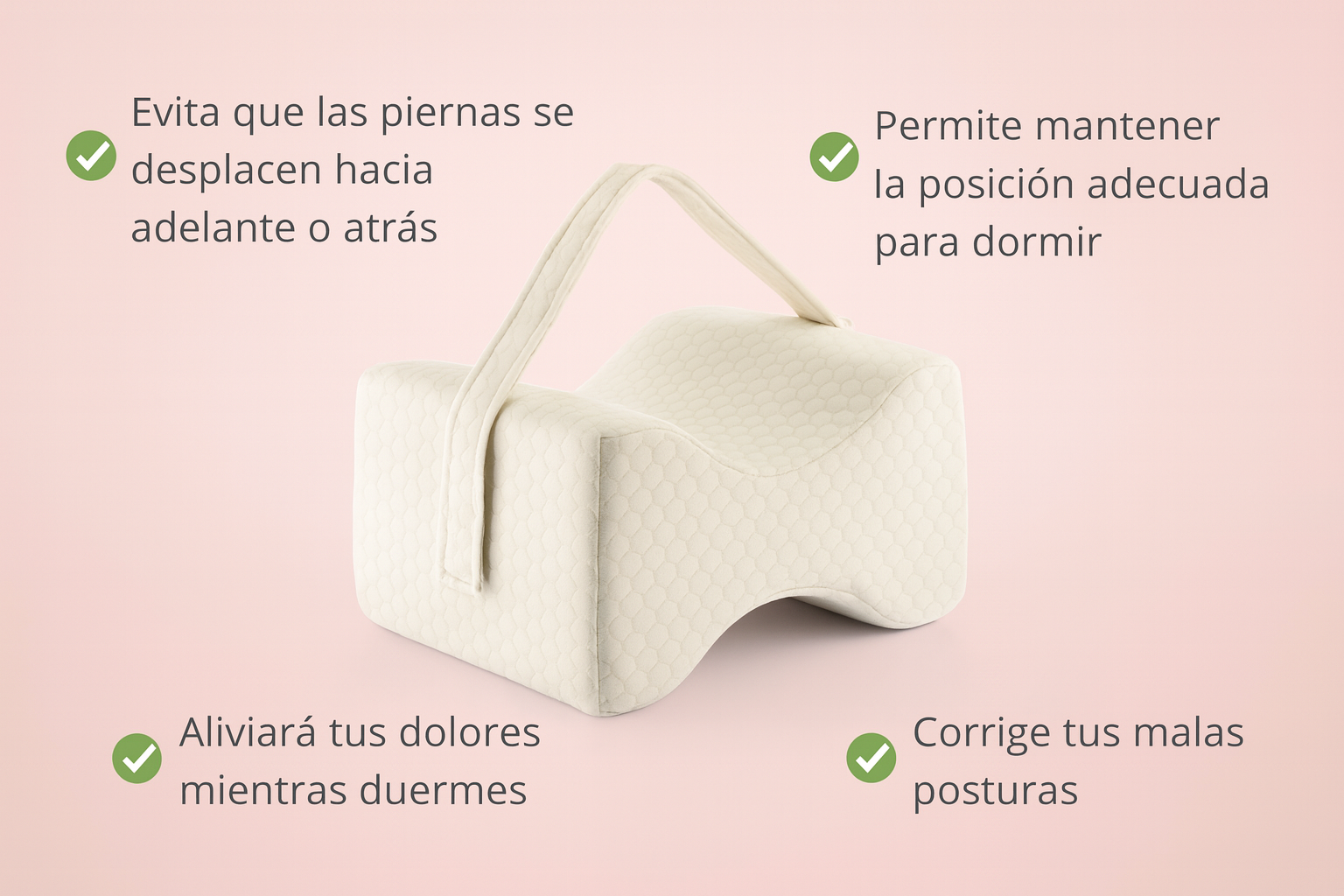 Almohada Separadora de Rodillas Anatómica. Alivio a tus Dolencias con Cinta de Sujeción